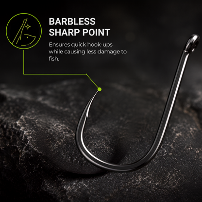Sharp barbless point of BABALU BB02 hook