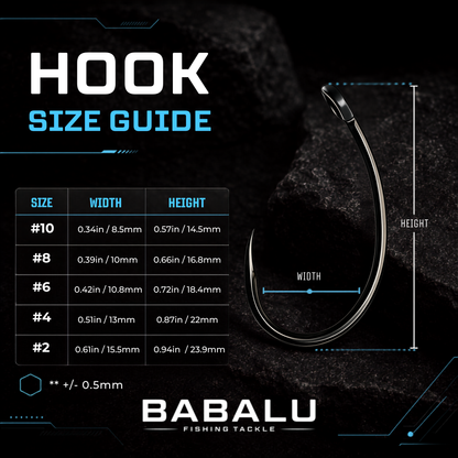 Size guide for BABALU BB12 hooks