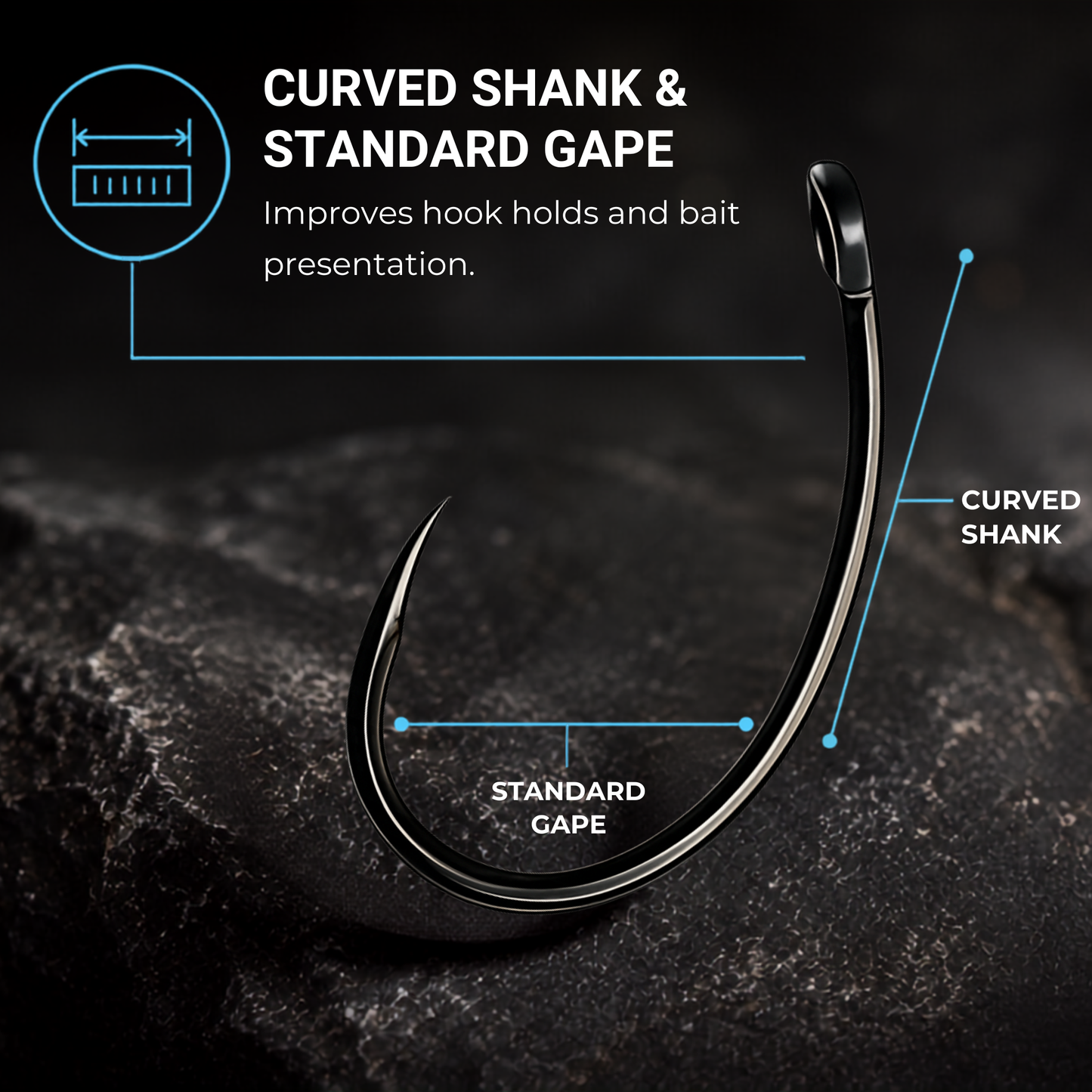 BABALU BB12 barbless hook with curved shank and standard gape